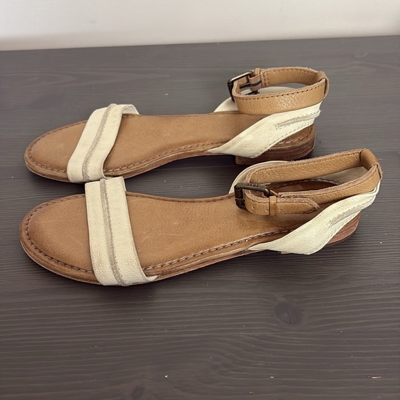 Frye Leather Sandal Two Tone Adjustable Ankle Strap Buckle Size 7.5 - Picture 2 of 10
